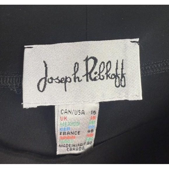 Joseph Ribkoff Pants Womens 16 Black Pull On Stretch Slim Tapered Pleated Side - Picture 4 of 8